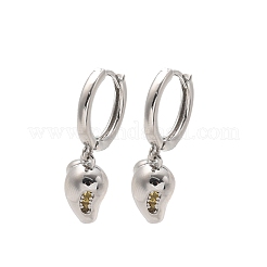 Latón cúbicos pendientes de aro zirconia&nbsp;EJEW-Q015-01P-F