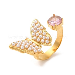 Bagues ouvertes en acier inoxydable 304 avec micro pavé de zircones cubiques pour femmes&nbsp;RJEW-S415-03G-05