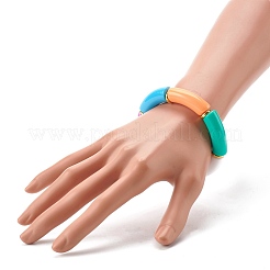 Bracciale elasticizzato con perline acriliche a tubo curvo grosso per donna ragazza&nbsp;BJEW-JB06684-01
