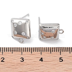 Fornituras de latón micro pave zirconia pendiente del perno prisionero&nbsp;KK-E107-12P