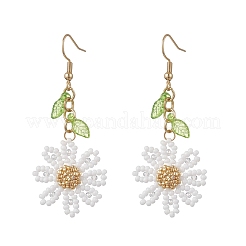 Ohrringe mit Blumenanhänger aus Edelstahl 304 und Glasperlen&nbsp;EJEW-MZ00739