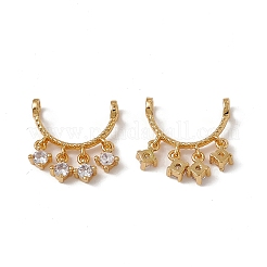 Ciondoli per connettori in zirconia cubica trasparenti in ottone placcato a cremagliera&nbsp;KK-C007-32G
