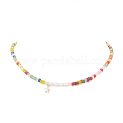 Collier pendentif étoile en laiton&nbsp;NJEW-JN04315