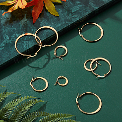 12 paire de boucles d'oreilles créoles plates en acier inoxydable 304 de 6 styles&nbsp;EJEW-UN0002-16