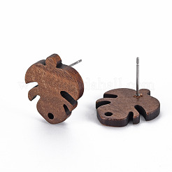 Accessoires de boucles d'oreilles en bois de noyer&nbsp;WOOD-S054-51