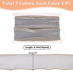 3 Stück 3 Farben Nylon-Netzband zur Herstellung von Schleifen&nbsp;ORIB-PH0001-01
