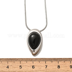Collares colgantes de lágrima de ónix negro natural (teñido y calentado)&nbsp;NJEW-C065-01P