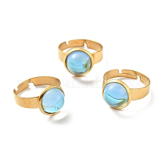 Anillo ajustable de vidrio plano redondo k9&nbsp;RJEW-G253-01A-G