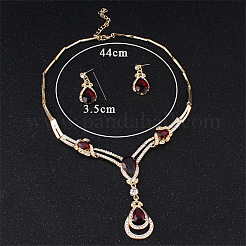 Halsketten-Sets mit tropfenförmigem Strass-Anhänger und Ohrsteckern aus Legierung für Damen&nbsp;FS-WGF1C75-01