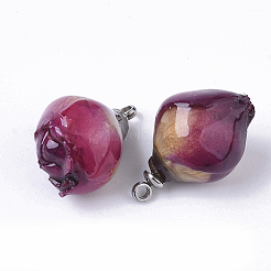 Handgemachte natürliche echte Rose getrocknete Blumenanhänger&nbsp;X-RESI-R424-01