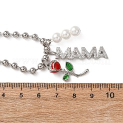 Collana con ciondolo a forma di rosa rossa in smalto&nbsp;NJEW-A071-02P