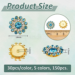 150 Stück 5 Farben Strass aufnähen&nbsp;RGLA-FH0001-03
