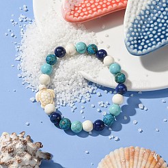Bracciali sintetici turchesi tinti con tartaruga da spiaggia estiva&nbsp;BJEW-JB10896-02