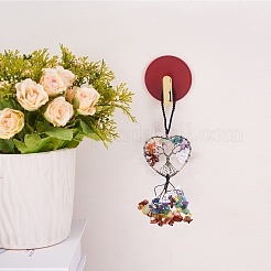 Decorazioni ciondolo grandi di pietre preziose naturali avvolte in filo metallico&nbsp;HJEW-SZ0001-25D