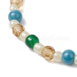 Synthetischen türkisfarbenen Perlen Armbänder dehnen&nbsp;BJEW-JB11513-02