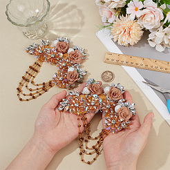 2 pièce de patchs en tissu de perles de fleurs artisanales&nbsp;PATC-FG0003-09