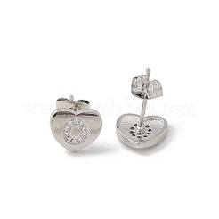 Orecchini a bottone con micro pavé di zirconi chiari in ottone placcato cremagliera&nbsp;EJEW-K299-01P-O