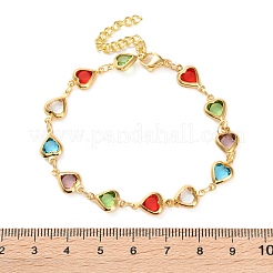 Herz-Gliederarmbänder aus Messing für Damen&nbsp;BJEW-S157-04G