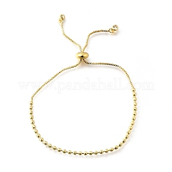 Bracelets coulissants en perles rondes en laiton pour femmes&nbsp;BJEW-D317-13B-G