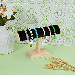 Samt-T-Bar-Armbandständer mit Holzsockel&nbsp;BDIS-WH0010-03A