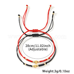 2 Stück 2 Farben 304 Edelstahl Herz Perlen geflochtenes Perlenarmband&nbsp;ZD8113-1