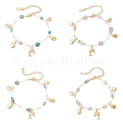 4 bracciale a maglie in morganite naturale&nbsp;BJEW-JB12116