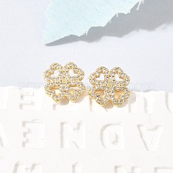 Pendientes de latón con micropavé de circonitas cúbicas transparentes para San Valentín&nbsp;EJEW-C186-22G-02