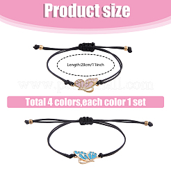 3 Satz 3 Farben Schmetterling Legierung Emaille Link Armbänder Set&nbsp;BJEW-FI0001-09