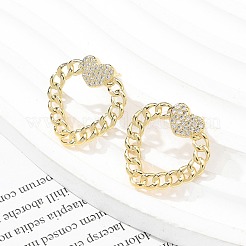 Pendientes de tuerca de circonita cúbica transparente con micro pavé de latón chapado en rack para mujer&nbsp;EJEW-C125-18G