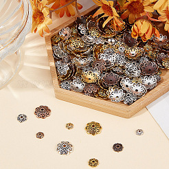450 pièce 9 styles de capuchons de perles en alliage de style tibétain&nbsp;TIBE-GO0001-01
