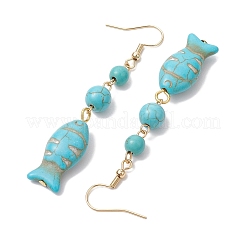 Orecchini pendenti con turchese sintetico serie ocean&nbsp;EJEW-JE05849