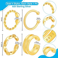 4 Stück 4 Stile 925 Sterling Silber Manschette Ohrringe&nbsp;EJEW-PH0001-38G