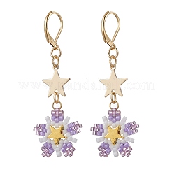 Orecchini a leva con perline di semi di vetro e ottone&nbsp;EJEW-MZ00426-04