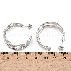Orecchini a bottone a forma di C a due strati in acciaio inossidabile 304&nbsp;EJEW-P324-11P