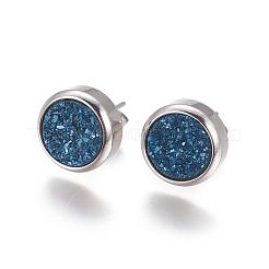 Pendientes de botón de cuarzo druzy natural electroplate&nbsp;EJEW-P181-B03