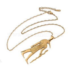 201 Edelstahl-Halsketten mit Anhänger des alten ägyptischen Gottes Anubis&nbsp;NJEW-D318-06G