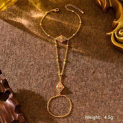 Bracelets bagues en laiton et perles d'imitation en forme de losange&nbsp;PL2023-2