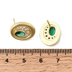 Boucles d'oreilles en laiton avec zircone cubique de micro pave&nbsp;EJEW-G471-13G-03