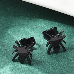 Halloween Spinne 304 Edelstahl Ohrstecker für Frauen&nbsp;EJEW-B019-01EB