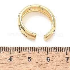 Offene Manschettenringe aus Messing mit Mikropavé-Fassung und farbigen Zirkonia&nbsp;RJEW-Z145-05G