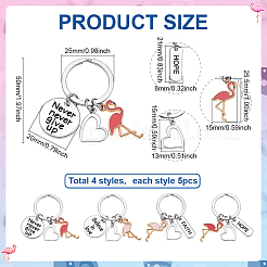 20 Stück 4 Stile Flamingo Form & Wort Legierung Emaille Anhänger&nbsp;KEYC-PH01567