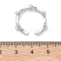Bagues ouvertes en laiton et plastique ABS avec perle&nbsp;RJEW-Z145-07P