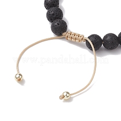 Verstellbare geflochtene Perlenarmbänder aus natürlichem Lavastein&nbsp;BJEW-JB10563