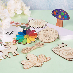 100 pendentif en bois de 10 styles et formes mixtes&nbsp;WOOD-EL0001-01