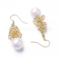 (vendita di fabbrica di feste di gioielli) orecchini pendenti con perle sintetiche&nbsp;EJEW-P179-03G-04