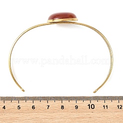 Bracelets manchettes ronds plats en acier inoxydable 304 et pierres naturelles mélangées pour femmes&nbsp;BJEW-JB14352-01