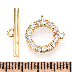 Messing Micro Pave klare Zirkonia Knebelverschlüsse&nbsp;KK-E068-VC174
