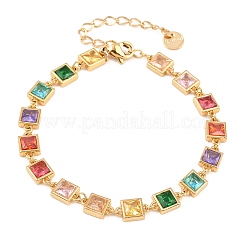 Bracelets de tennis en acier inoxydable 304 sertis de zirconiums cubiques colorés pour femmes&nbsp;BJEW-T023-02A-G