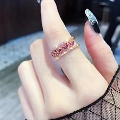 Herz verstellbare Messing-Manschettenringe mit Strass für Damen&nbsp;FS-WGAA48B-01