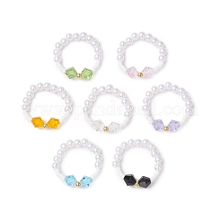 Anelli elastici in plastica ABS con perle finte per donna&nbsp;RJEW-JR00900